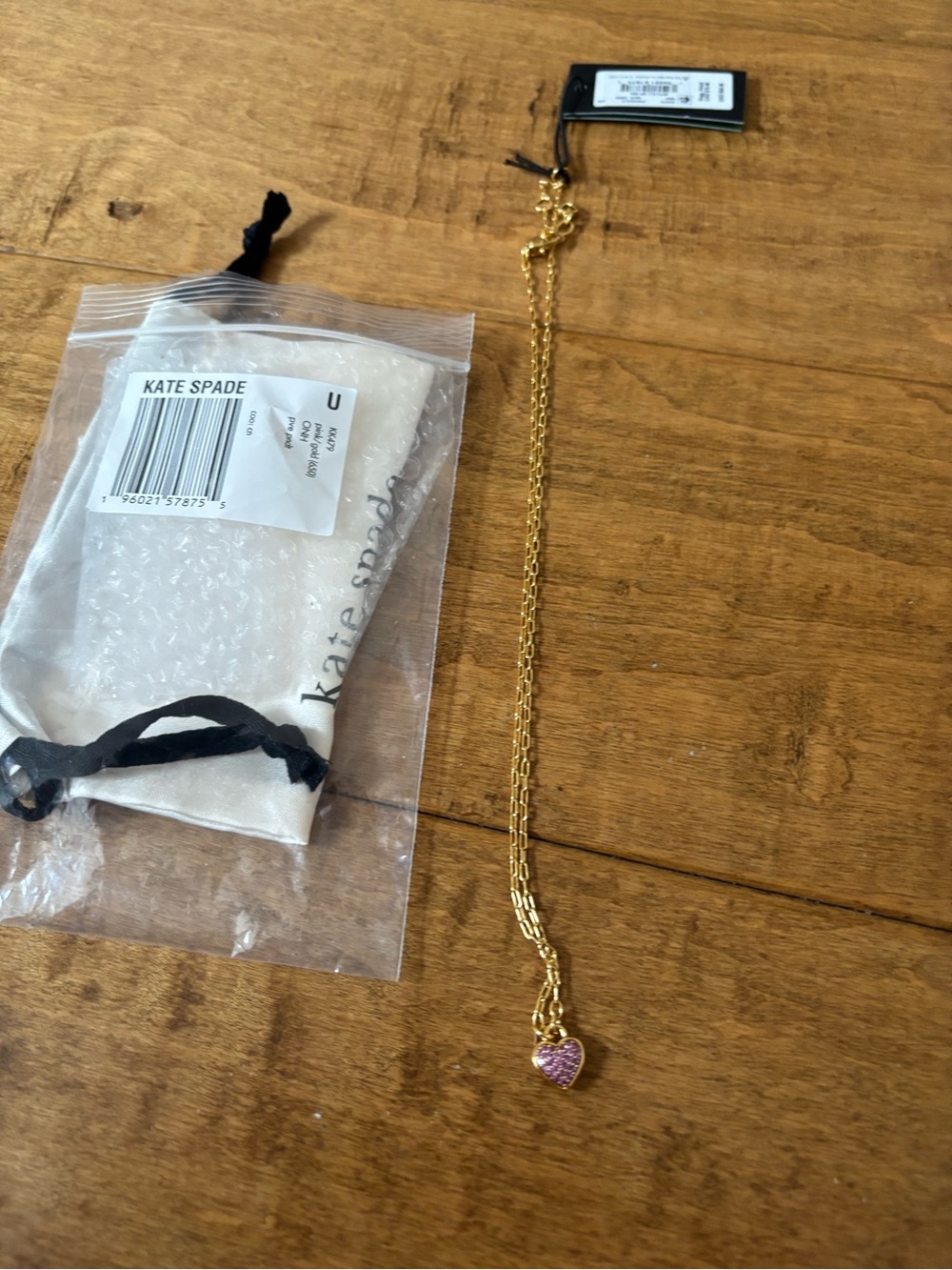 kate spade Gold Necklace with Pink Heart Pendant — with bag NWT